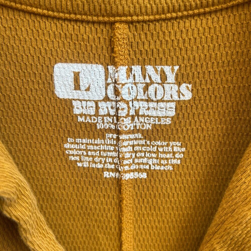 Big Bud Press Mustard Fisherman Polo Top 100% Cotton Made in USA Size L - Picture 3 of 4